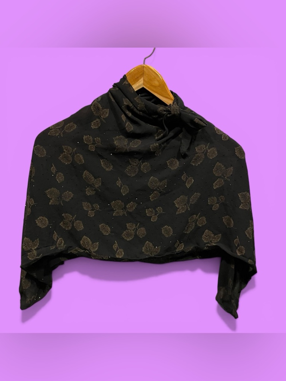 Cute whimsigoth black bronze foil tie neck shawl shrug cape flowy festival vibe